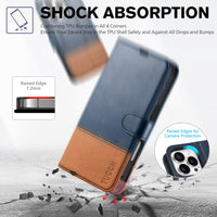 iPhone 16 Pro, RFID Blocking [4 Card Holder] Kickstand [Shockproof TPU Inner Shell] PU Leather Magnetic Protective Flip Cover 6.3“ 2024, Black - 7DAY'S