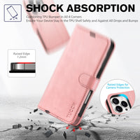 iPhone 16 Pro, RFID Blocking [4 Card Holder] Kickstand [Shockproof TPU Inner Shell] PU Leather Magnetic Protective Flip Cover 6.3“ 2024, Black - 7DAY'S
