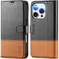 iPhone 16 Pro, RFID Blocking [4 Card Holder] Kickstand [Shockproof TPU Inner Shell] PU Leather Magnetic Protective Flip Cover 6.3“ 2024, Black - 7DAY'S