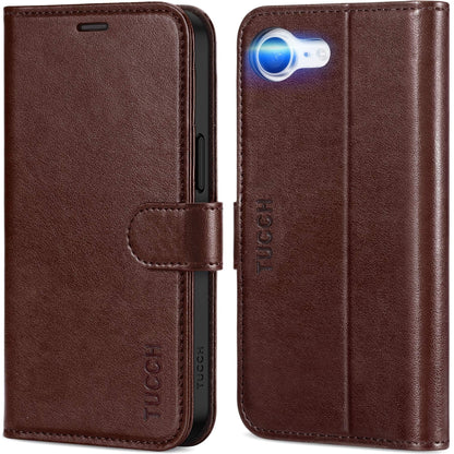 iPhone 16e, [RFID Blocking] 4 Card Holder Kickstand [Shockproof TPU Inner Case] PU Leather Magnetic Closure Protective Cover Compatible with iPhone 16e 6.1" 2025, Black - 7DAY'S