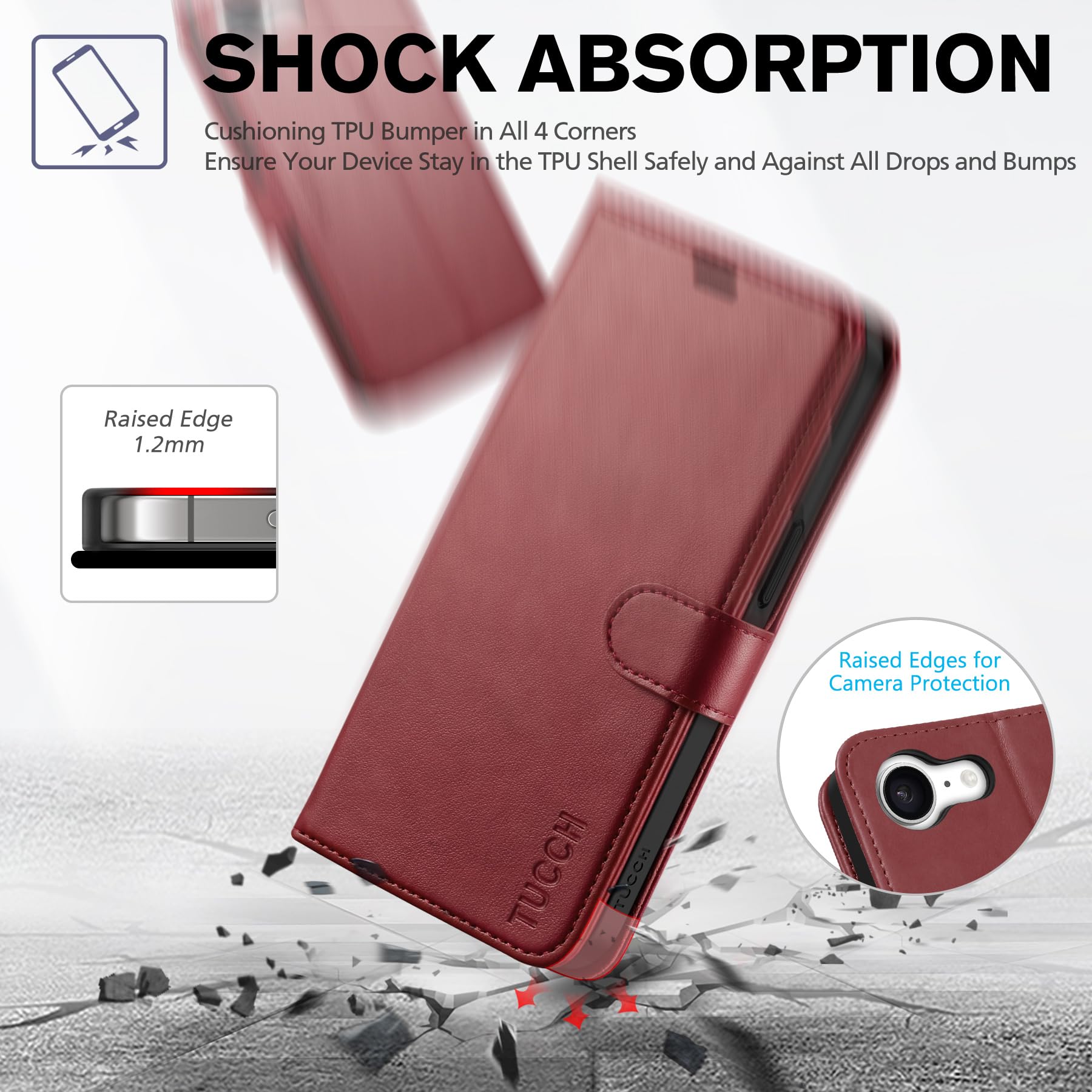 iPhone 16e, [RFID Blocking] 4 Card Holder Kickstand [Shockproof TPU Inner Case] PU Leather Magnetic Closure Protective Cover Compatible with iPhone 16e 6.1" 2025, Black - 7DAY'S