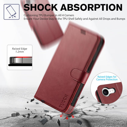 iPhone 16e, [RFID Blocking] 4 Card Holder Kickstand [Shockproof TPU Inner Case] PU Leather Magnetic Closure Protective Cover Compatible with iPhone 16e 6.1" 2025, Black - 7DAY'S