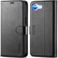 iPhone 16e, [RFID Blocking] 4 Card Holder Kickstand [Shockproof TPU Inner Case] PU Leather Magnetic Closure Protective Cover Compatible with iPhone 16e 6.1" 2025, Black - 7DAY'S