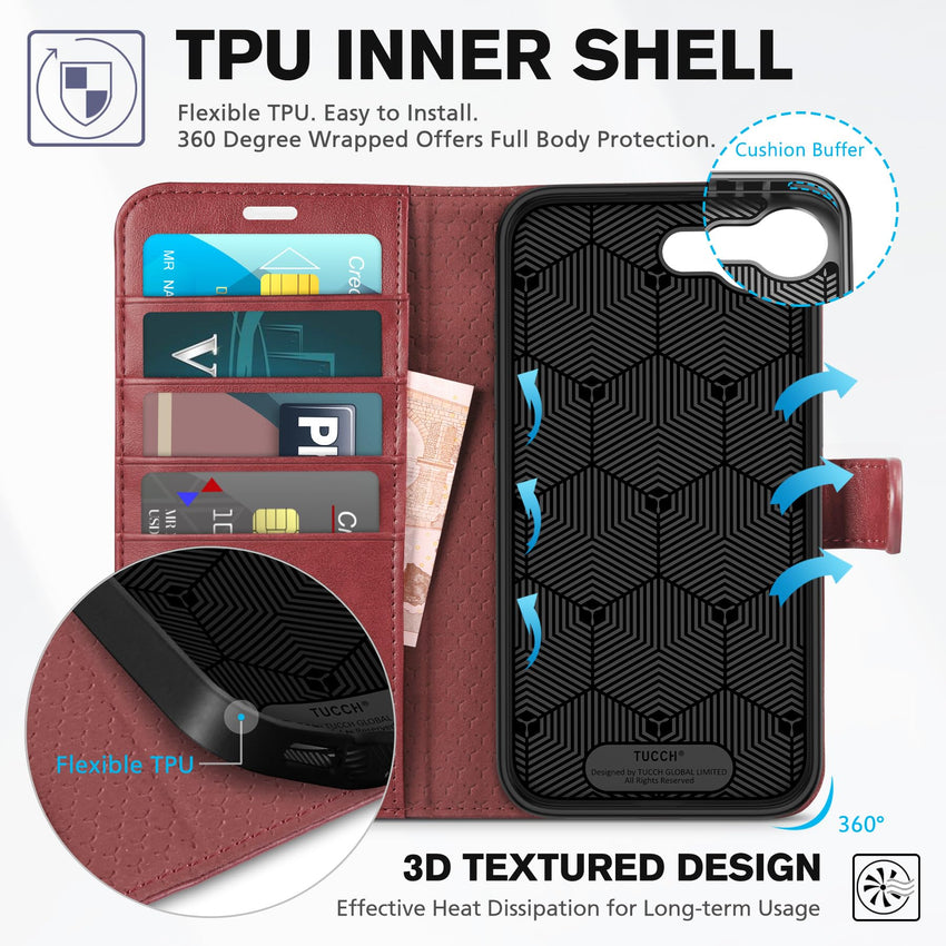 iPhone 16e, [RFID Blocking] 4 Card Holder Kickstand [Shockproof TPU Inner Case] PU Leather Magnetic Closure Protective Cover Compatible with iPhone 16e 6.1" 2025, Black - 7DAY'S