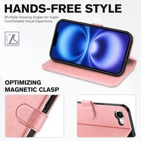 iPhone 16e, [RFID Blocking] 4 Card Holder Kickstand [Shockproof TPU Inner Case] PU Leather Magnetic Closure Protective Cover Compatible with iPhone 16e 6.1" 2025, Black - 7DAY'S