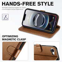 iPhone 16e, [RFID Blocking] 4 Card Holder Kickstand [Shockproof TPU Inner Case] PU Leather Magnetic Closure Protective Cover Compatible with iPhone 16e 6.1" 2025, Black - 7DAY'S