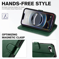 iPhone 16e, [RFID Blocking] 4 Card Holder Kickstand [Shockproof TPU Inner Case] PU Leather Magnetic Closure Protective Cover Compatible with iPhone 16e 6.1" 2025, Black - 7DAY'S