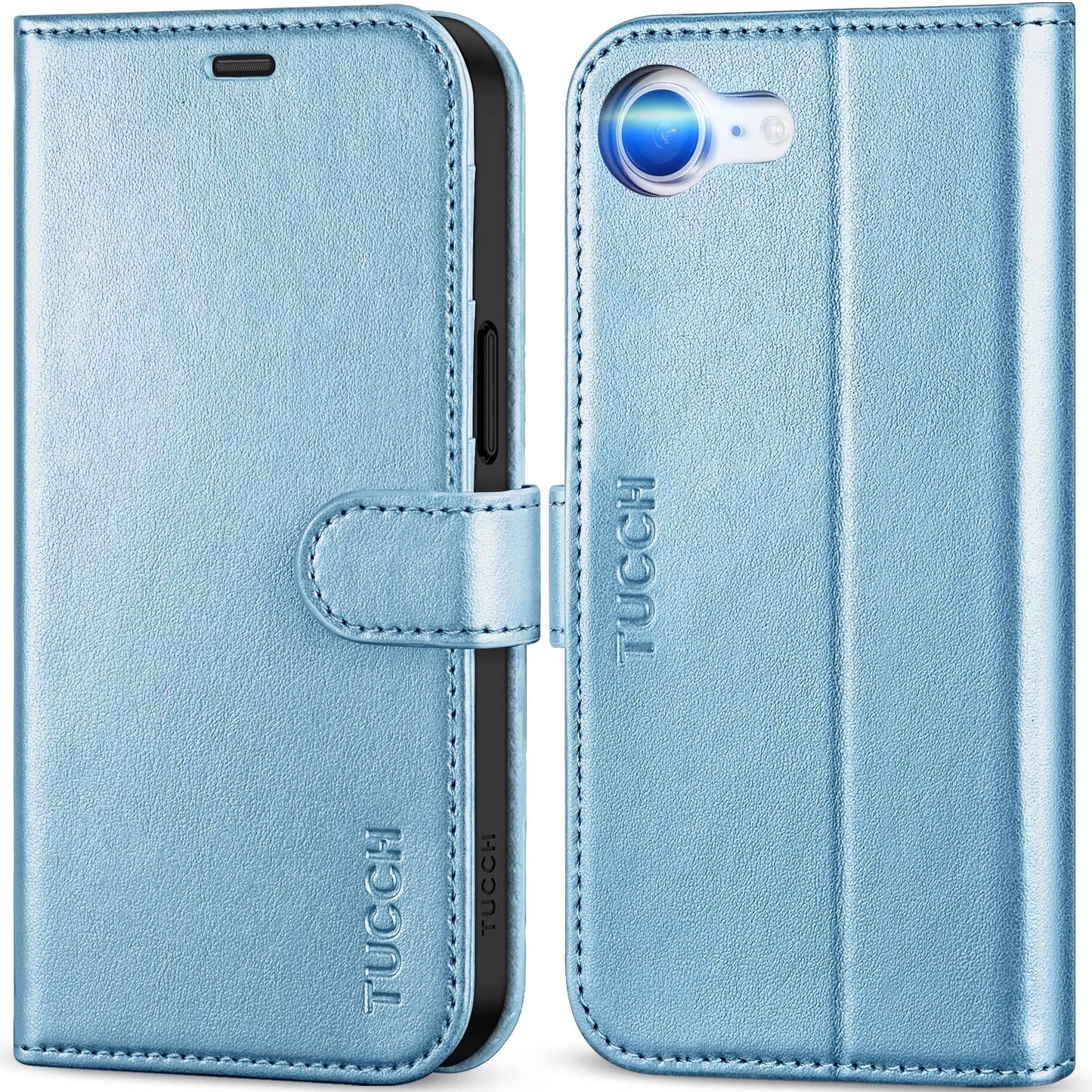 iPhone 16e, [RFID Blocking] 4 Card Holder Kickstand [Shockproof TPU Inner Case] PU Leather Magnetic Closure Protective Cover Compatible with iPhone 16e 6.1" 2025, Black - 7DAY'S