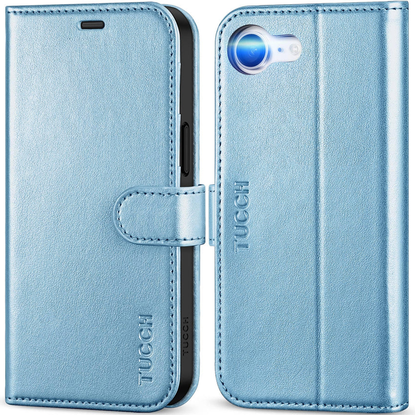 iPhone 16e, [RFID Blocking] 4 Card Holder Kickstand [Shockproof TPU Inner Case] PU Leather Magnetic Closure Protective Cover Compatible with iPhone 16e 6.1" 2025, Black - 7DAY'S