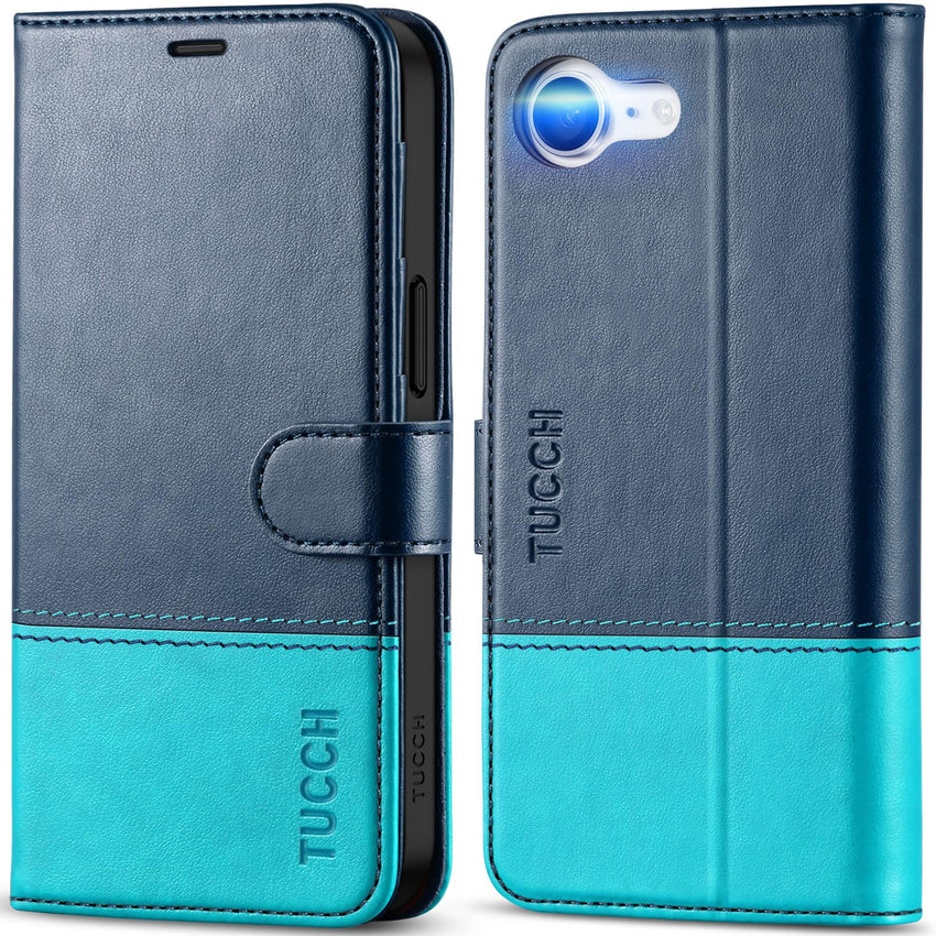 iPhone 16e, [RFID Blocking] 4 Card Holder Kickstand [Shockproof TPU Inner Case] PU Leather Magnetic Closure Protective Cover Compatible with iPhone 16e 6.1" 2025, Black - 7DAY'S