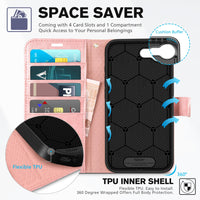 iPhone 16e, [RFID Blocking] 4 Card Holder Kickstand [Shockproof TPU Inner Case] PU Leather Magnetic Closure Protective Cover Compatible with iPhone 16e 6.1" 2025, Black - 7DAY'S