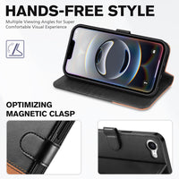 iPhone 16e, [RFID Blocking] 4 Card Holder Kickstand [Shockproof TPU Inner Case] PU Leather Magnetic Closure Protective Cover Compatible with iPhone 16e 6.1" 2025, Black - 7DAY'S