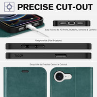 iPhone 16e, [RFID Blocking] 4 Card Holder Kickstand [Shockproof TPU Inner Case] PU Leather Magnetic Closure Protective Cover Compatible with iPhone 16e 6.1" 2025, Black - 7DAY'S