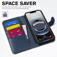 iPhone 16e, [RFID Blocking] 4 Card Holder Kickstand [Shockproof TPU Inner Case] PU Leather Magnetic Closure Protective Cover Compatible with iPhone 16e 6.1" 2025, Black - 7DAY'S