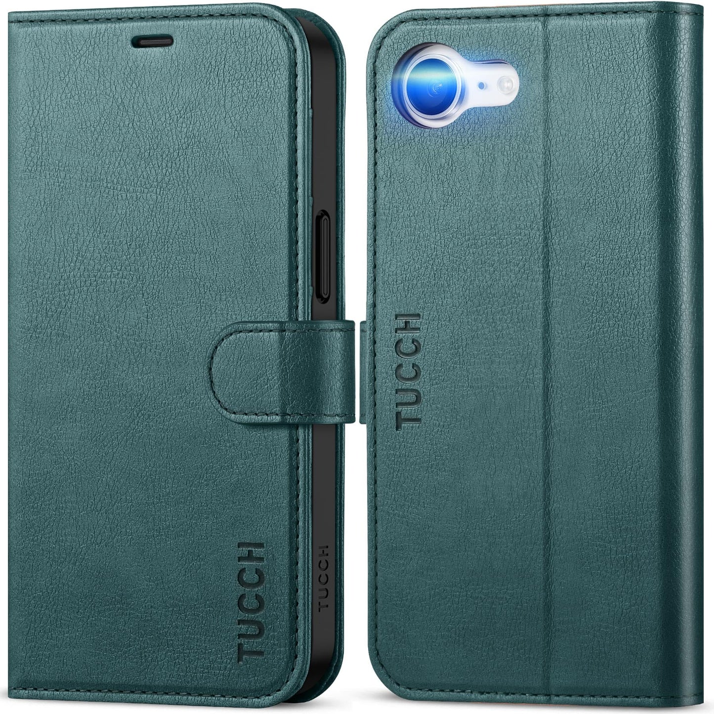 iPhone 16e, [RFID Blocking] 4 Card Holder Kickstand [Shockproof TPU Inner Case] PU Leather Magnetic Closure Protective Cover Compatible with iPhone 16e 6.1" 2025, Black - 7DAY'S