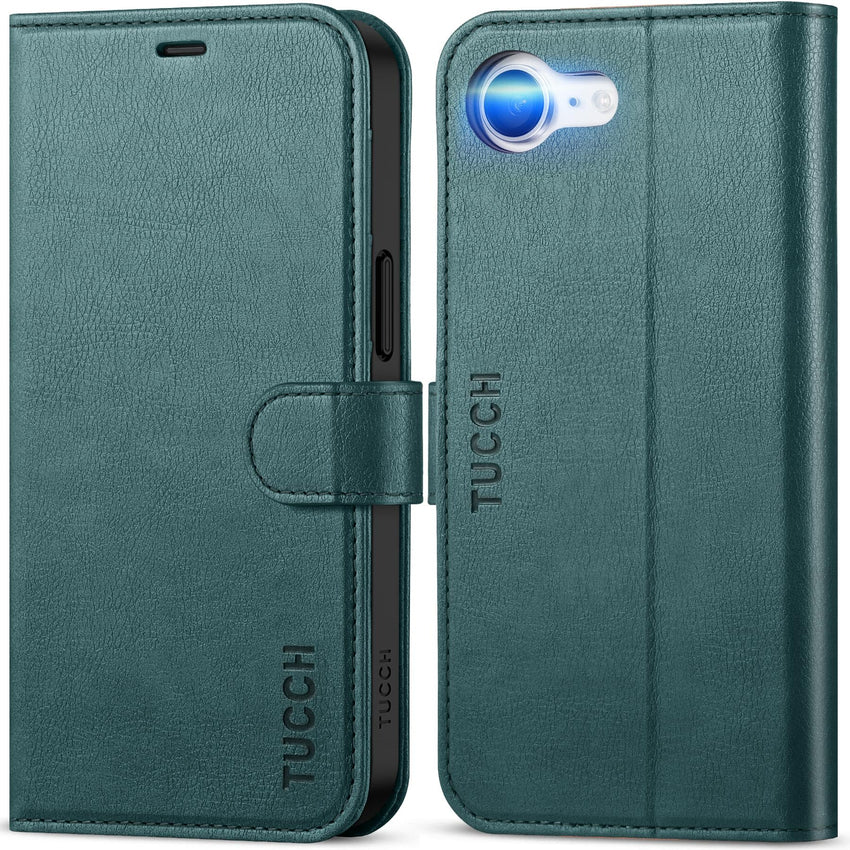 iPhone 16e, [RFID Blocking] 4 Card Holder Kickstand [Shockproof TPU Inner Case] PU Leather Magnetic Closure Protective Cover Compatible with iPhone 16e 6.1" 2025, Black - 7DAY'S