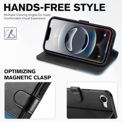 iPhone 16e, [RFID Blocking] 4 Card Holder Kickstand [Shockproof TPU Inner Case] PU Leather Magnetic Closure Protective Cover Compatible with iPhone 16e 6.1" 2025, Black - 7DAY'S