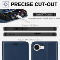 iPhone 16e, [RFID Blocking] 4 Card Holder Kickstand [Shockproof TPU Inner Case] PU Leather Magnetic Closure Protective Cover Compatible with iPhone 16e 6.1" 2025, Black - 7DAY'S