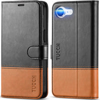 iPhone 16e, [RFID Blocking] 4 Card Holder Kickstand [Shockproof TPU Inner Case] PU Leather Magnetic Closure Protective Cover Compatible with iPhone 16e 6.1" 2025, Black - 7DAY'S