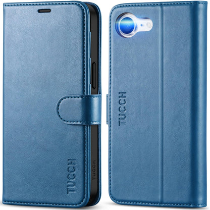 iPhone 16e, [RFID Blocking] 4 Card Holder Kickstand [Shockproof TPU Inner Case] PU Leather Magnetic Closure Protective Cover Compatible with iPhone 16e 6.1" 2025, Black - 7DAY'S