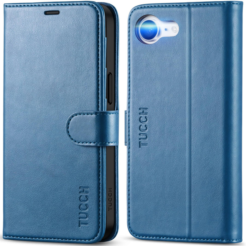 iPhone 16e, [RFID Blocking] 4 Card Holder Kickstand [Shockproof TPU Inner Case] PU Leather Magnetic Closure Protective Cover Compatible with iPhone 16e 6.1" 2025, Black - 7DAY'S