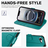 iPhone 16e, [RFID Blocking] 4 Card Holder Kickstand [Shockproof TPU Inner Case] PU Leather Magnetic Closure Protective Cover Compatible with iPhone 16e 6.1" 2025, Black - 7DAY'S
