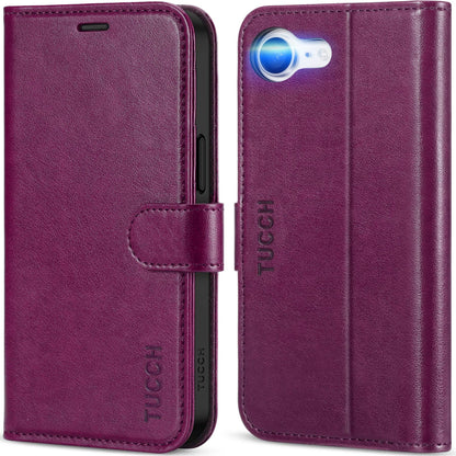 iPhone 16e, [RFID Blocking] 4 Card Holder Kickstand [Shockproof TPU Inner Case] PU Leather Magnetic Closure Protective Cover Compatible with iPhone 16e 6.1" 2025, Black - 7DAY'S