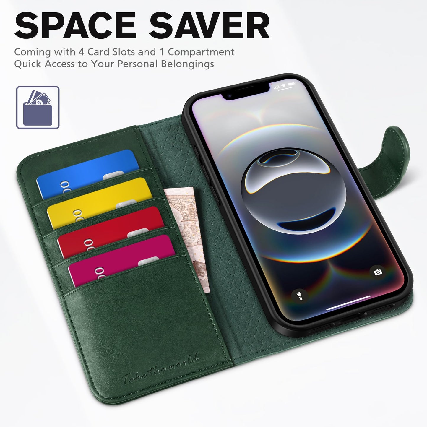 iPhone 16e, [RFID Blocking] 4 Card Holder Kickstand [Shockproof TPU Inner Case] PU Leather Magnetic Closure Protective Cover Compatible with iPhone 16e 6.1" 2025, Black - 7DAY'S