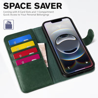iPhone 16e, [RFID Blocking] 4 Card Holder Kickstand [Shockproof TPU Inner Case] PU Leather Magnetic Closure Protective Cover Compatible with iPhone 16e 6.1" 2025, Black - 7DAY'S