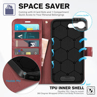 iPhone 16e, [RFID Blocking] 4 Card Holder Kickstand [Shockproof TPU Inner Case] PU Leather Magnetic Closure Protective Cover Compatible with iPhone 16e 6.1" 2025, Black - 7DAY'S