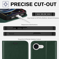 iPhone 16e, [RFID Blocking] 4 Card Holder Kickstand [Shockproof TPU Inner Case] PU Leather Magnetic Closure Protective Cover Compatible with iPhone 16e 6.1" 2025, Black - 7DAY'S