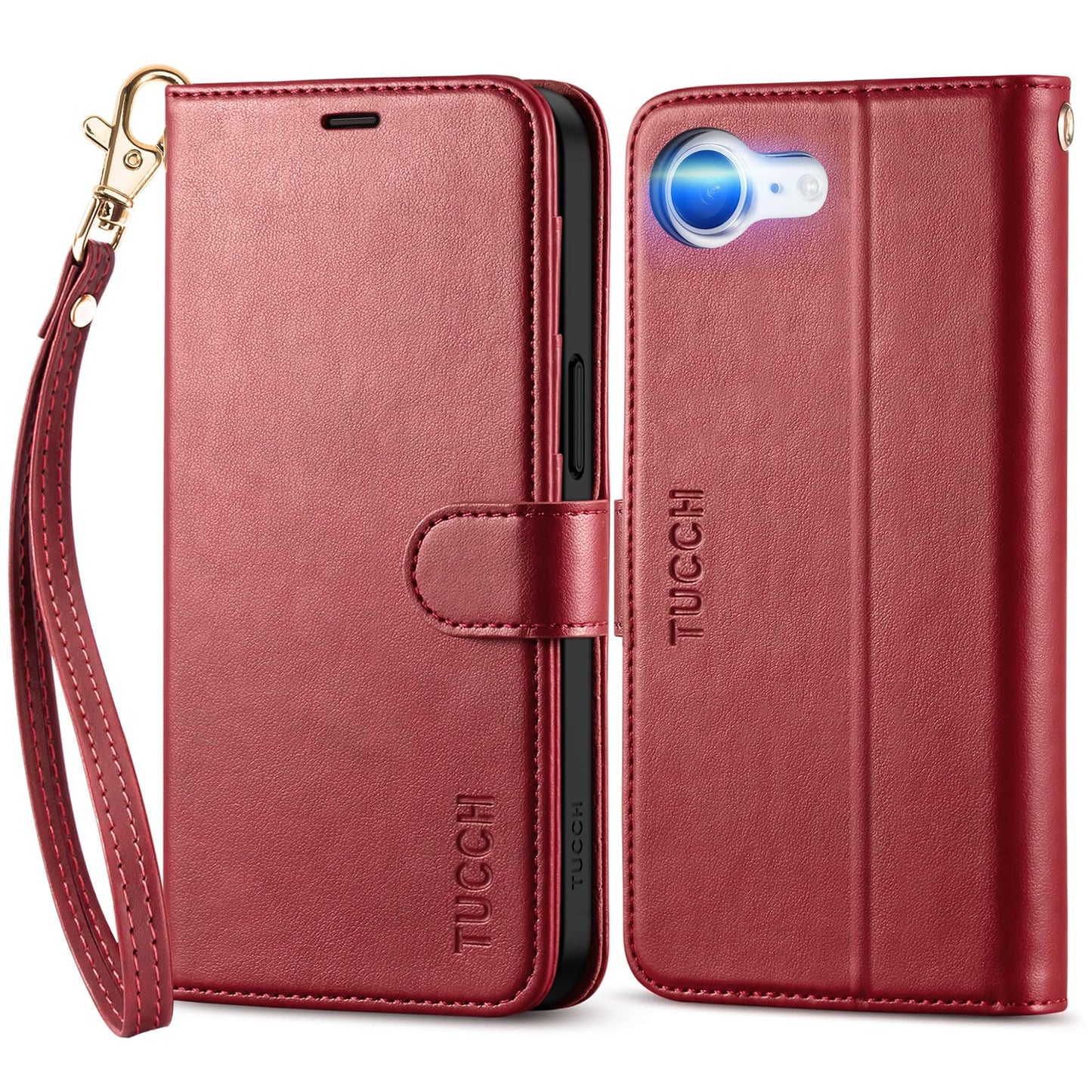 iPhone 16e, [RFID Blocking] 4 Card Holder Kickstand [Shockproof TPU Inner Case] PU Leather Magnetic Closure Protective Cover Compatible with iPhone 16e 6.1" 2025, Black - 7DAY'S