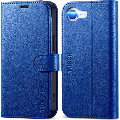 iPhone 16e, [RFID Blocking] 4 Card Holder Kickstand [Shockproof TPU Inner Case] PU Leather Magnetic Closure Protective Cover Compatible with iPhone 16e 6.1" 2025, Black - 7DAY'S