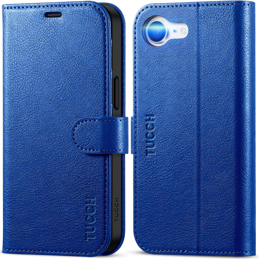 iPhone 16e, [RFID Blocking] 4 Card Holder Kickstand [Shockproof TPU Inner Case] PU Leather Magnetic Closure Protective Cover Compatible with iPhone 16e 6.1" 2025, Black - 7DAY'S
