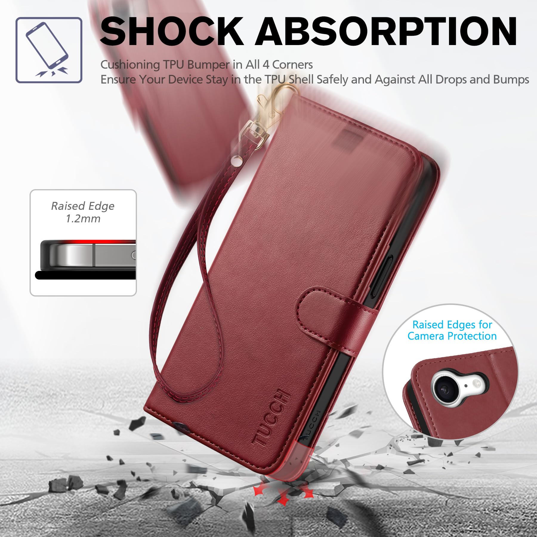 iPhone 16e, [RFID Blocking] 4 Card Holder Kickstand [Shockproof TPU Inner Case] PU Leather Magnetic Closure Protective Cover Compatible with iPhone 16e 6.1" 2025, Black - 7DAY'S