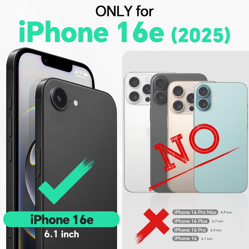 iPhone 16e, [RFID Blocking] 4 Card Holder Kickstand [Shockproof TPU Inner Case] PU Leather Magnetic Closure Protective Cover Compatible with iPhone 16e 6.1" 2025, Black - 7DAY'S