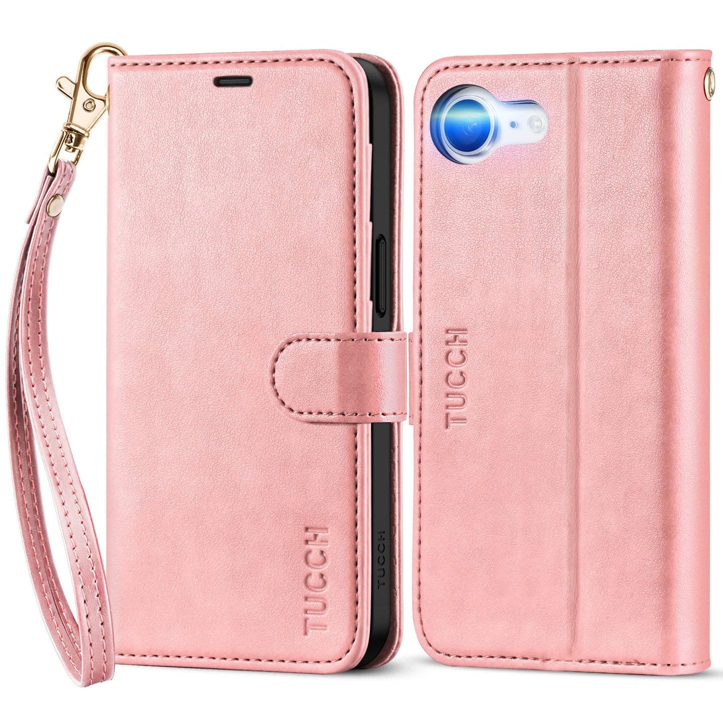iPhone 16e, [RFID Blocking] 4 Card Holder Kickstand [Shockproof TPU Inner Case] PU Leather Magnetic Closure Protective Cover Compatible with iPhone 16e 6.1" 2025, Black - 7DAY'S