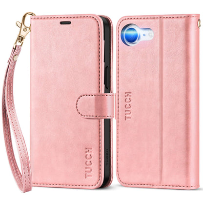 iPhone 16e, [RFID Blocking] 4 Card Holder Kickstand [Shockproof TPU Inner Case] PU Leather Magnetic Closure Protective Cover Compatible with iPhone 16e 6.1" 2025, Black - 7DAY'S