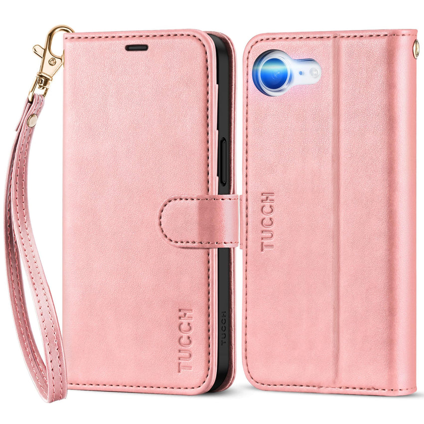 iPhone 16e, [RFID Blocking] 4 Card Holder Kickstand [Shockproof TPU Inner Case] PU Leather Magnetic Closure Protective Cover Compatible with iPhone 16e 6.1" 2025, Black - 7DAY'S