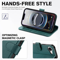 iPhone 16e, [RFID Blocking] 4 Card Holder Kickstand [Shockproof TPU Inner Case] PU Leather Magnetic Closure Protective Cover Compatible with iPhone 16e 6.1" 2025, Black - 7DAY'S
