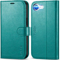 iPhone 16e, [RFID Blocking] 4 Card Holder Kickstand [Shockproof TPU Inner Case] PU Leather Magnetic Closure Protective Cover Compatible with iPhone 16e 6.1" 2025, Black - 7DAY'S