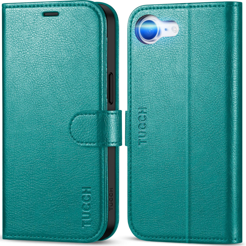 iPhone 16e, [RFID Blocking] 4 Card Holder Kickstand [Shockproof TPU Inner Case] PU Leather Magnetic Closure Protective Cover Compatible with iPhone 16e 6.1" 2025, Black - 7DAY'S