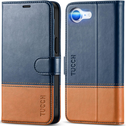 iPhone 16e, [RFID Blocking] 4 Card Holder Kickstand [Shockproof TPU Inner Case] PU Leather Magnetic Closure Protective Cover Compatible with iPhone 16e 6.1" 2025, Black - 7DAY'S