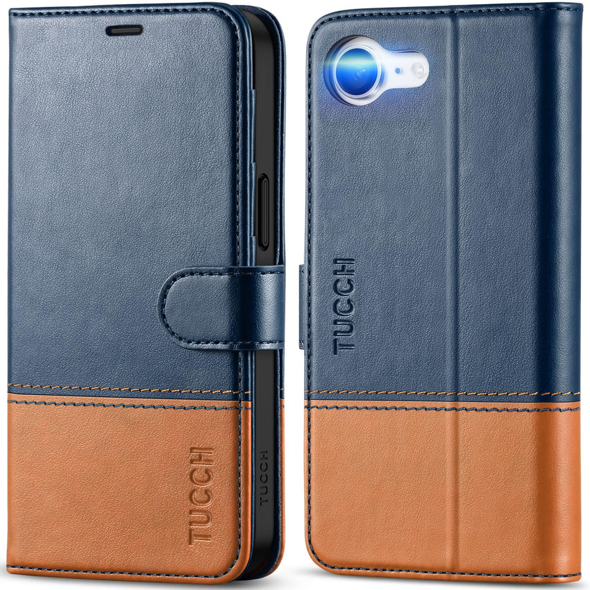iPhone 16e, [RFID Blocking] 4 Card Holder Kickstand [Shockproof TPU Inner Case] PU Leather Magnetic Closure Protective Cover Compatible with iPhone 16e 6.1" 2025, Black - 7DAY'S