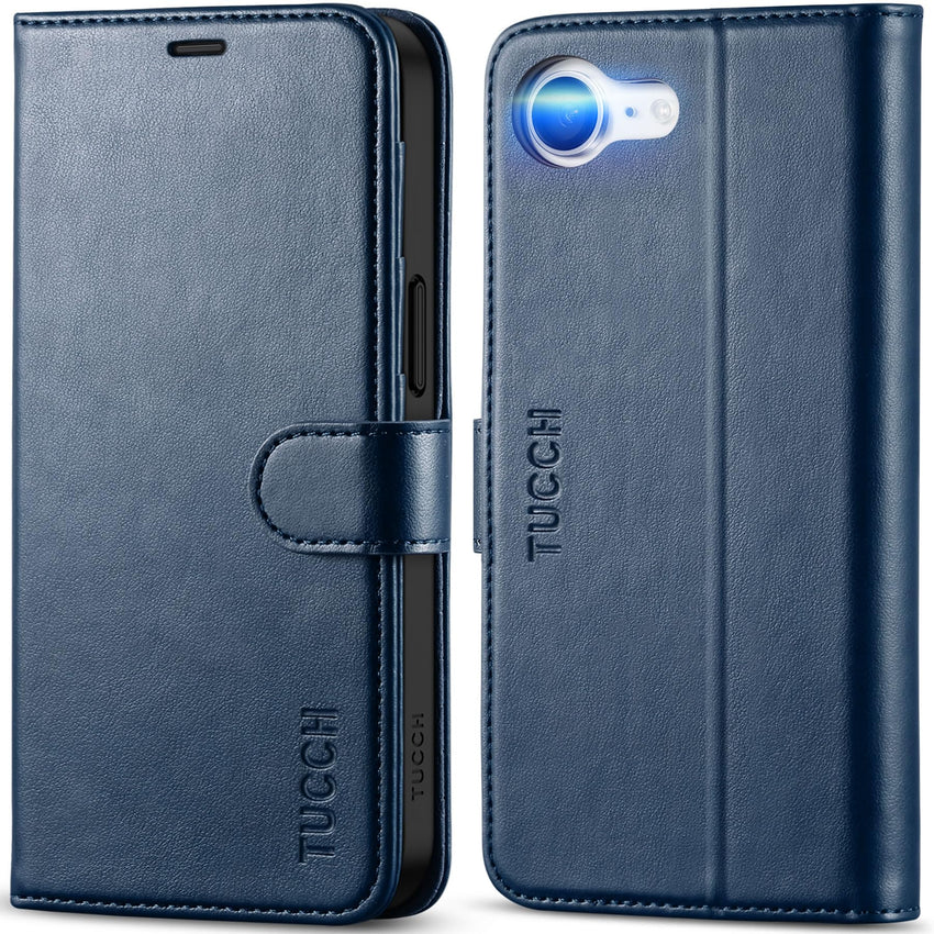 iPhone 16e, [RFID Blocking] 4 Card Holder Kickstand [Shockproof TPU Inner Case] PU Leather Magnetic Closure Protective Cover Compatible with iPhone 16e 6.1" 2025, Black - 7DAY'S