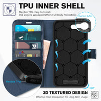 iPhone 16e, [RFID Blocking] 4 Card Holder Kickstand [Shockproof TPU Inner Case] PU Leather Magnetic Closure Protective Cover Compatible with iPhone 16e 6.1" 2025, Black - 7DAY'S