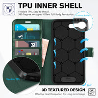 iPhone 16e, [RFID Blocking] 4 Card Holder Kickstand [Shockproof TPU Inner Case] PU Leather Magnetic Closure Protective Cover Compatible with iPhone 16e 6.1" 2025, Black - 7DAY'S