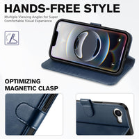 iPhone 16e, [RFID Blocking] 4 Card Holder Kickstand [Shockproof TPU Inner Case] PU Leather Magnetic Closure Protective Cover Compatible with iPhone 16e 6.1" 2025, Black - 7DAY'S