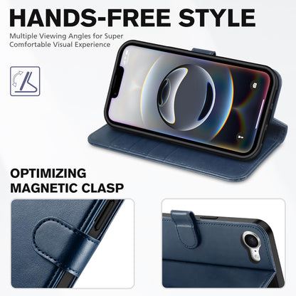 iPhone 16e, [RFID Blocking] 4 Card Holder Kickstand [Shockproof TPU Inner Case] PU Leather Magnetic Closure Protective Cover Compatible with iPhone 16e 6.1" 2025, Black - 7DAY'S