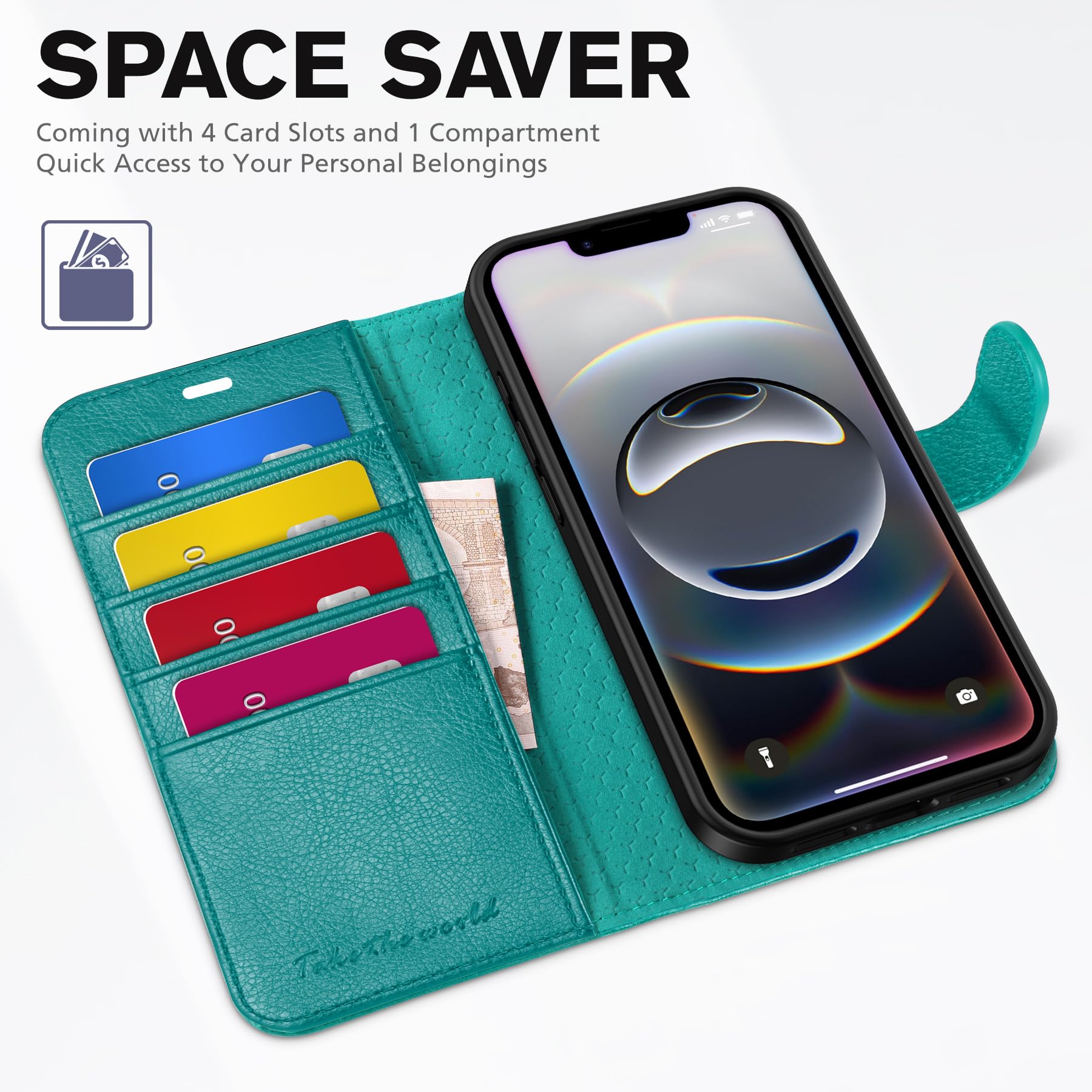 iPhone 16e, [RFID Blocking] 4 Card Holder Kickstand [Shockproof TPU Inner Case] PU Leather Magnetic Closure Protective Cover Compatible with iPhone 16e 6.1" 2025, Black - 7DAY'S